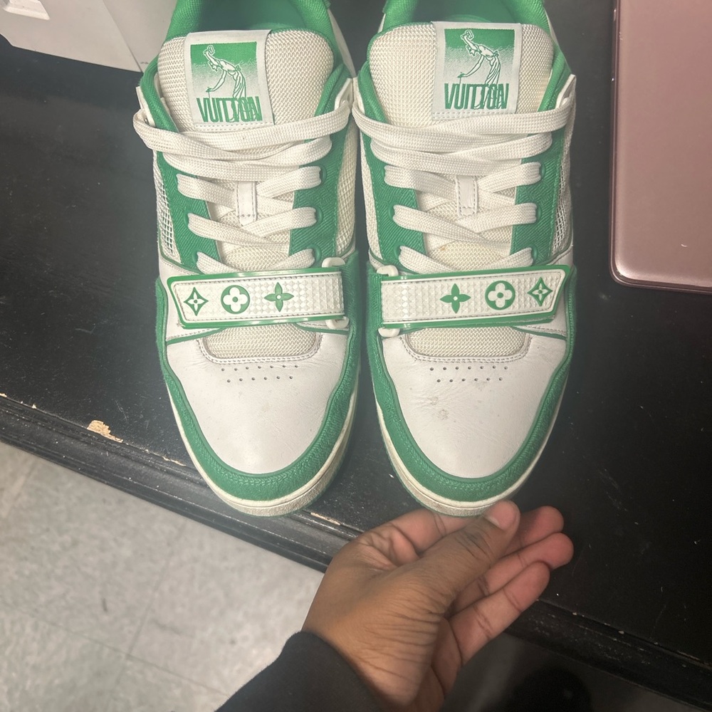 White and green strap, Louis Vuitton Trainers